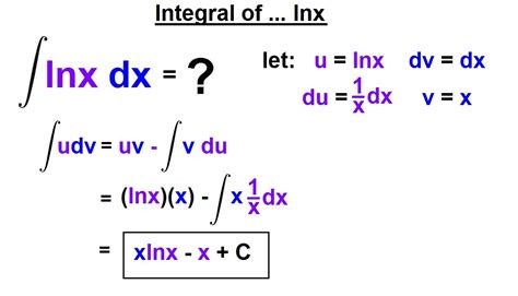 integral of ln x formula